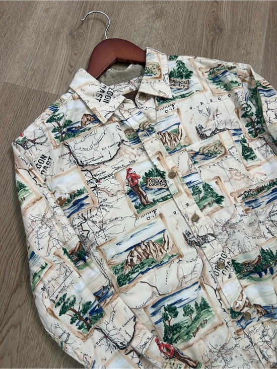 Pendleton Tops - Pendleton 100% Cotton Oregon Coast Novelty Print Button Down Long Sleeve Top